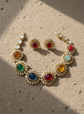 Navratna Lotus Necklace Set