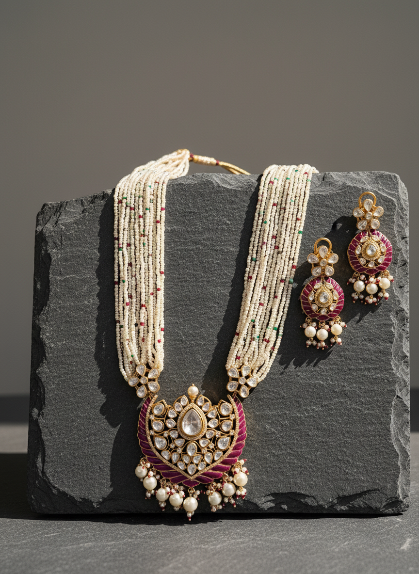 Royal Heart Pearl Necklace Set