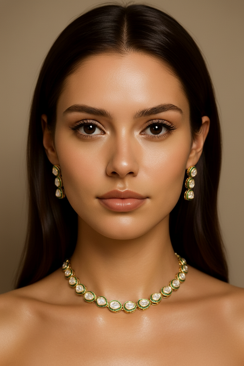 Emerald Edge Kundan Set