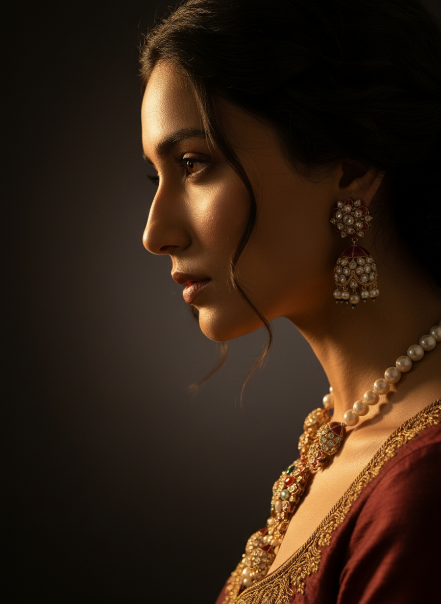 Royal Polki Pearl Necklace Set