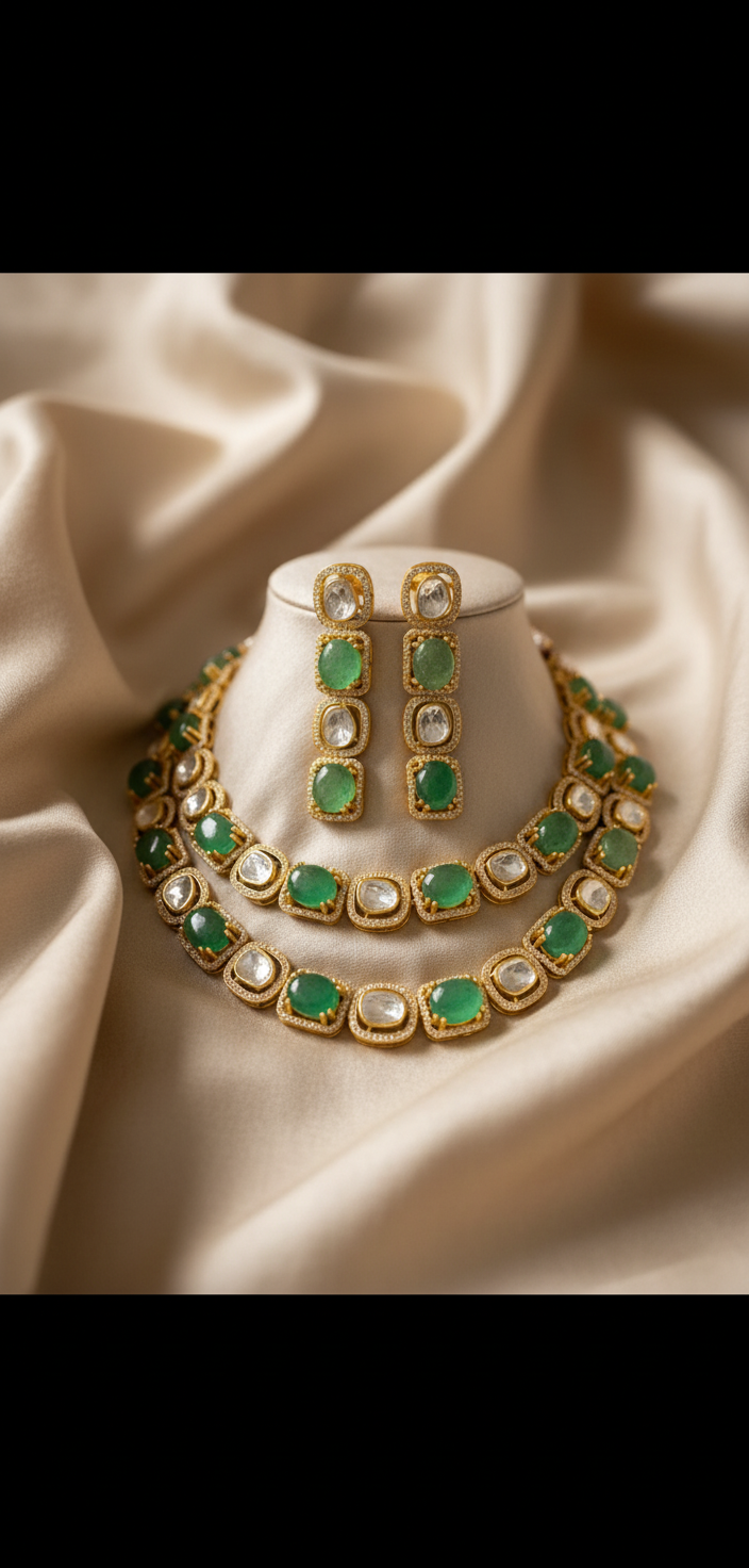 Emerald Prism Necklace Set