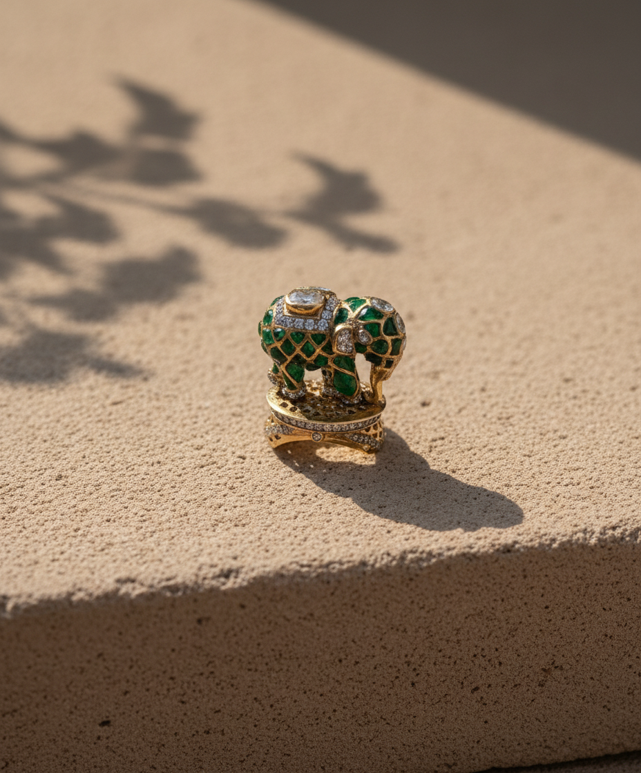 Emerald Elephant Ring