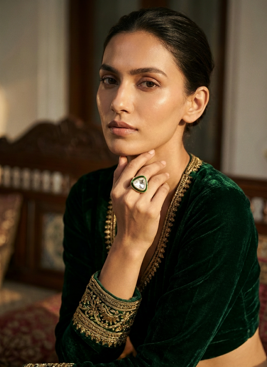 Trigon Emerald Edge Ring