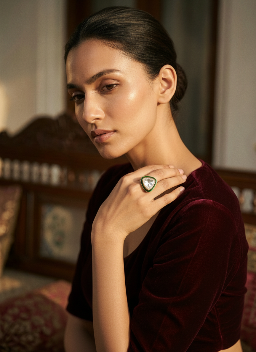 Trigon Emerald Edge Ring