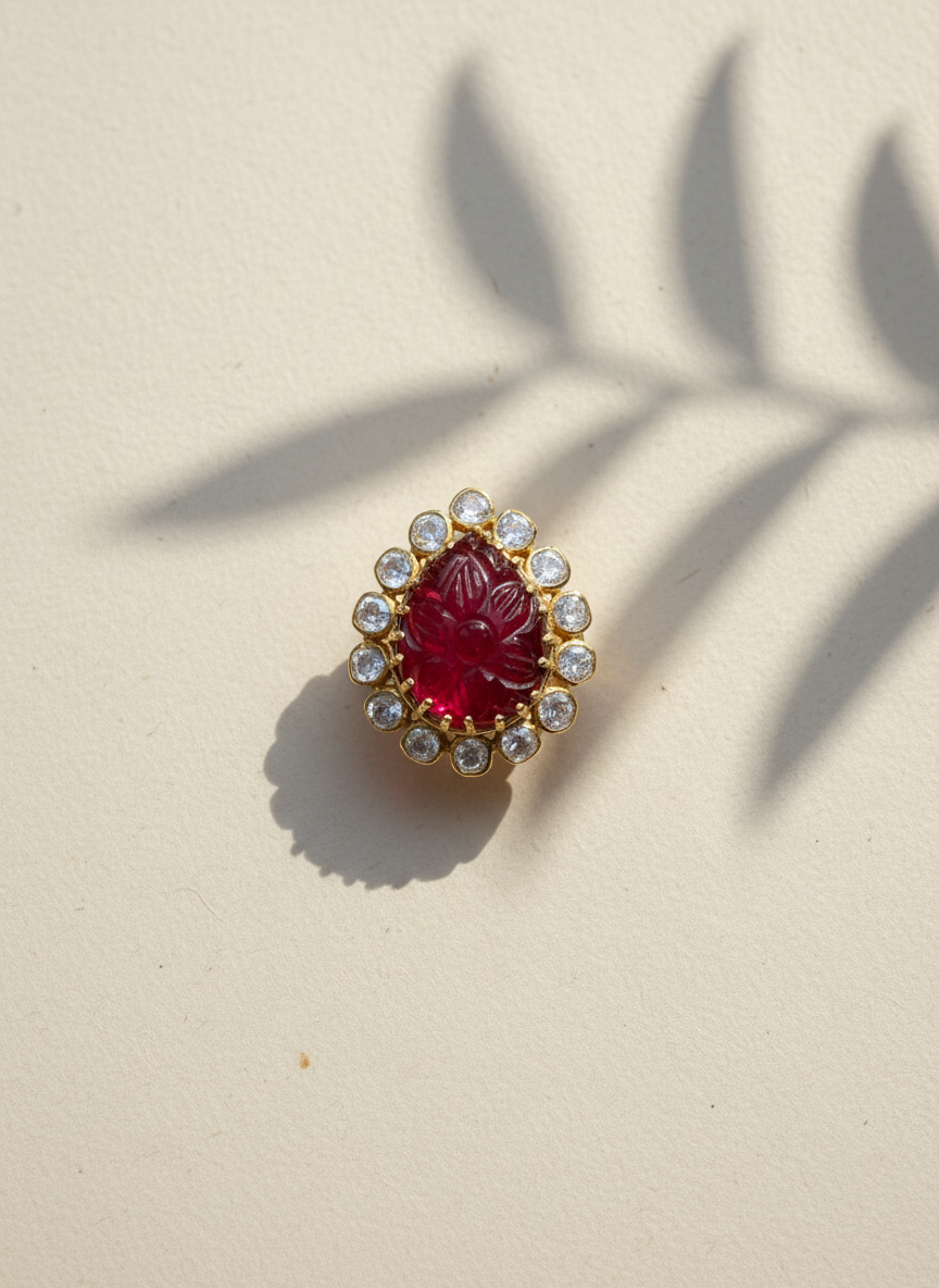 Garnet Crest Ring