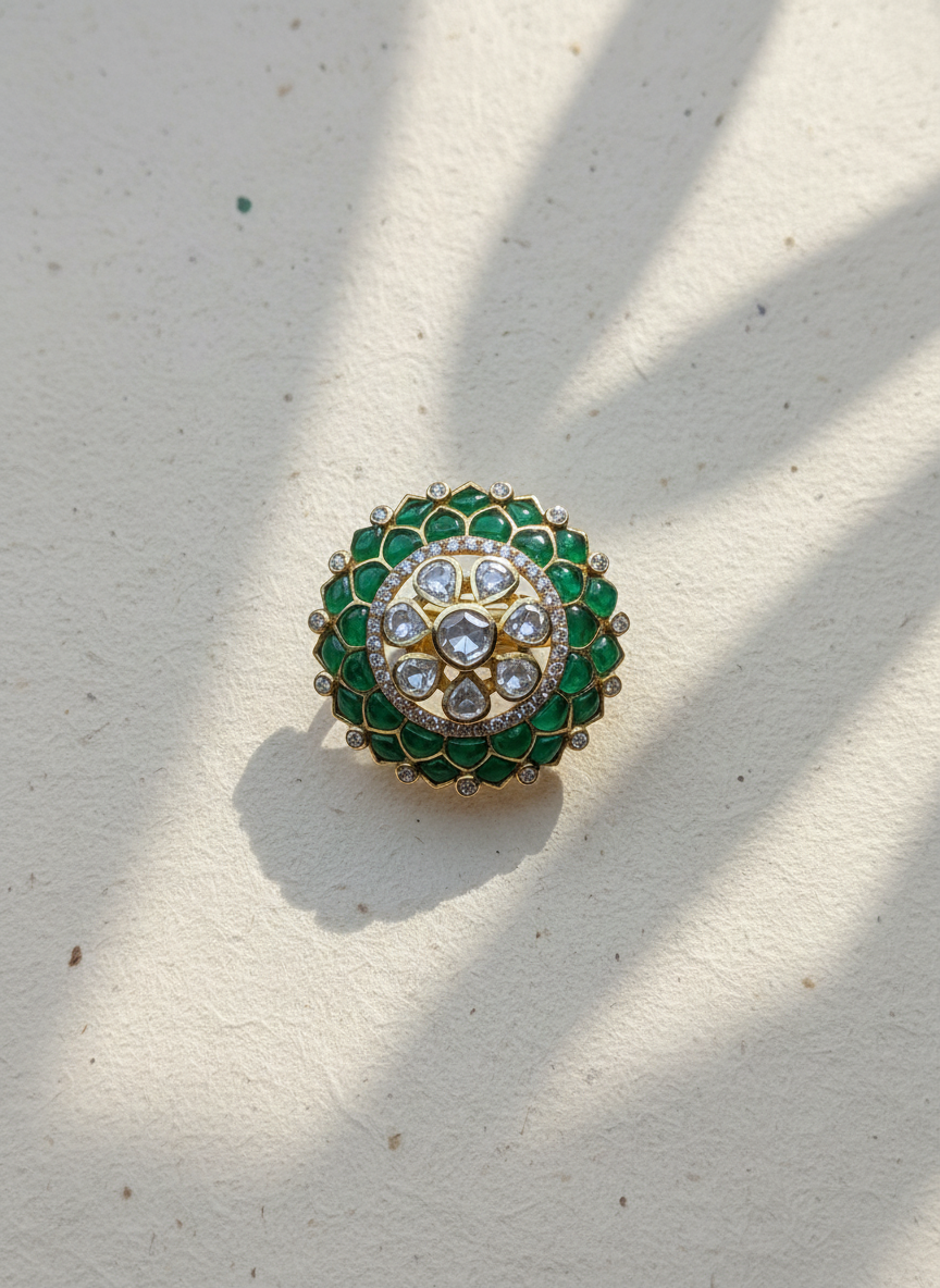 Emerald Lotus Ring