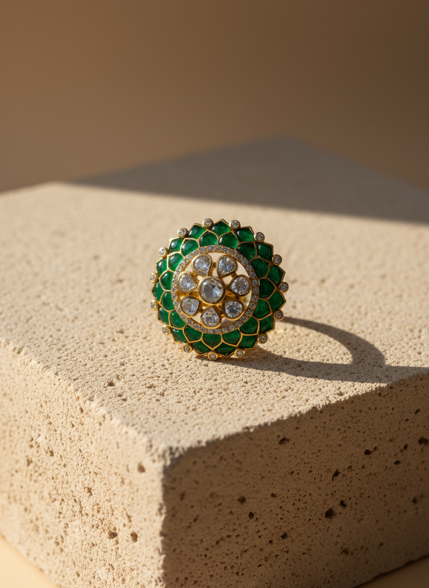 Emerald Lotus Ring