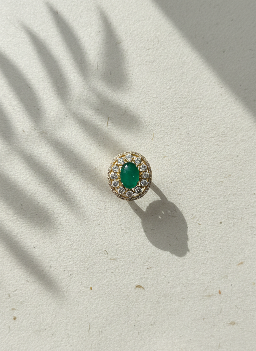 Emerald Halo Ring