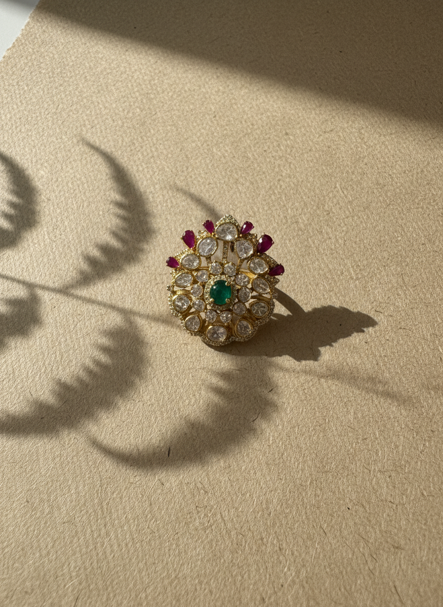 Regal Emerald Cocktail Ring