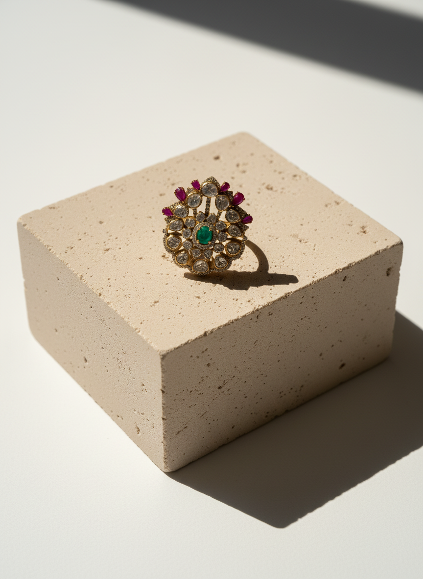 Regal Emerald Cocktail Ring
