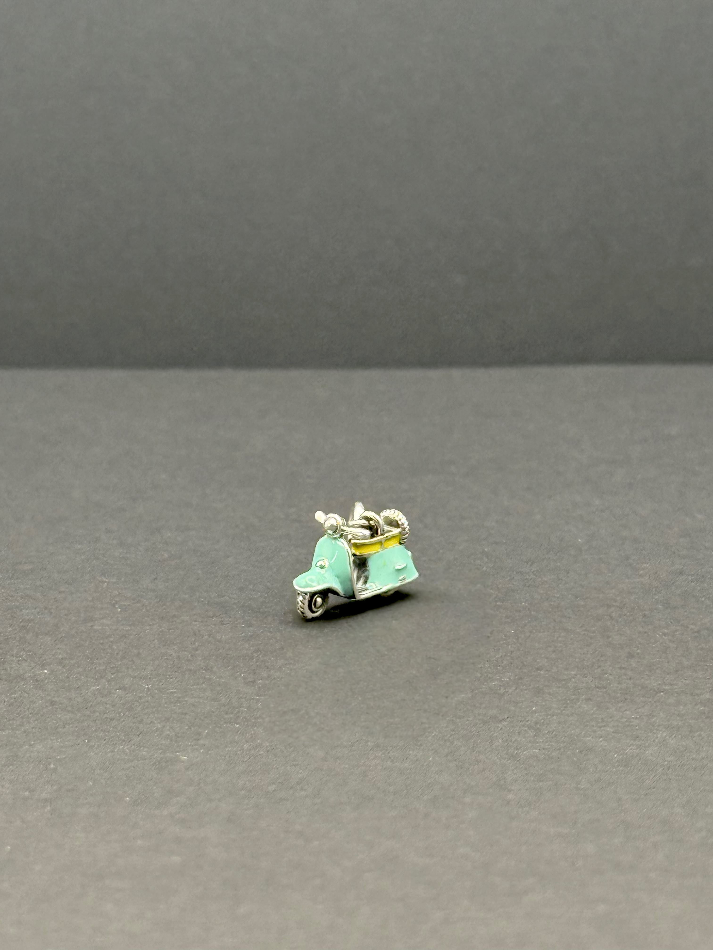 Enamel Scooter Silver Charm