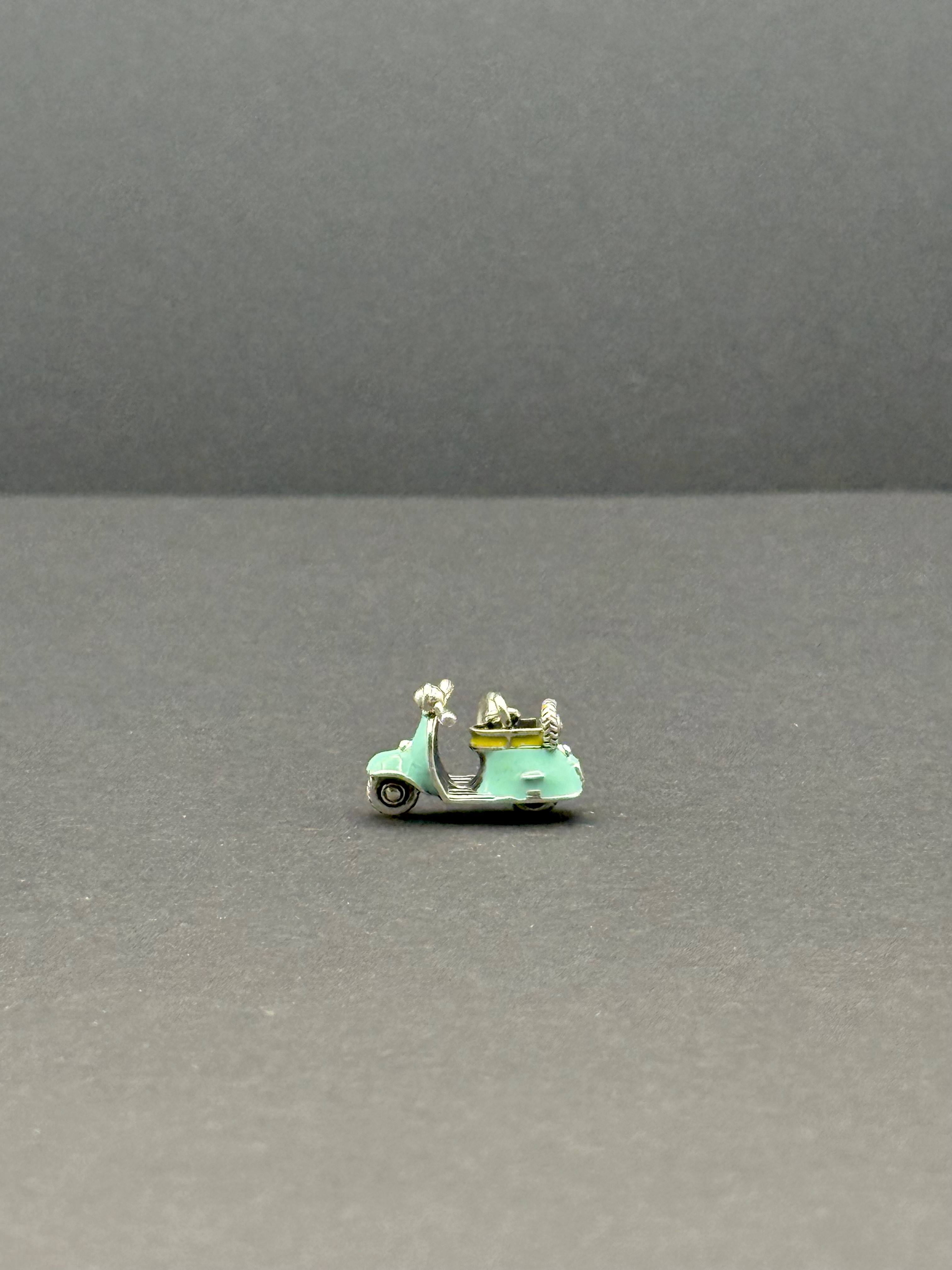 Enamel Scooter Silver Charm