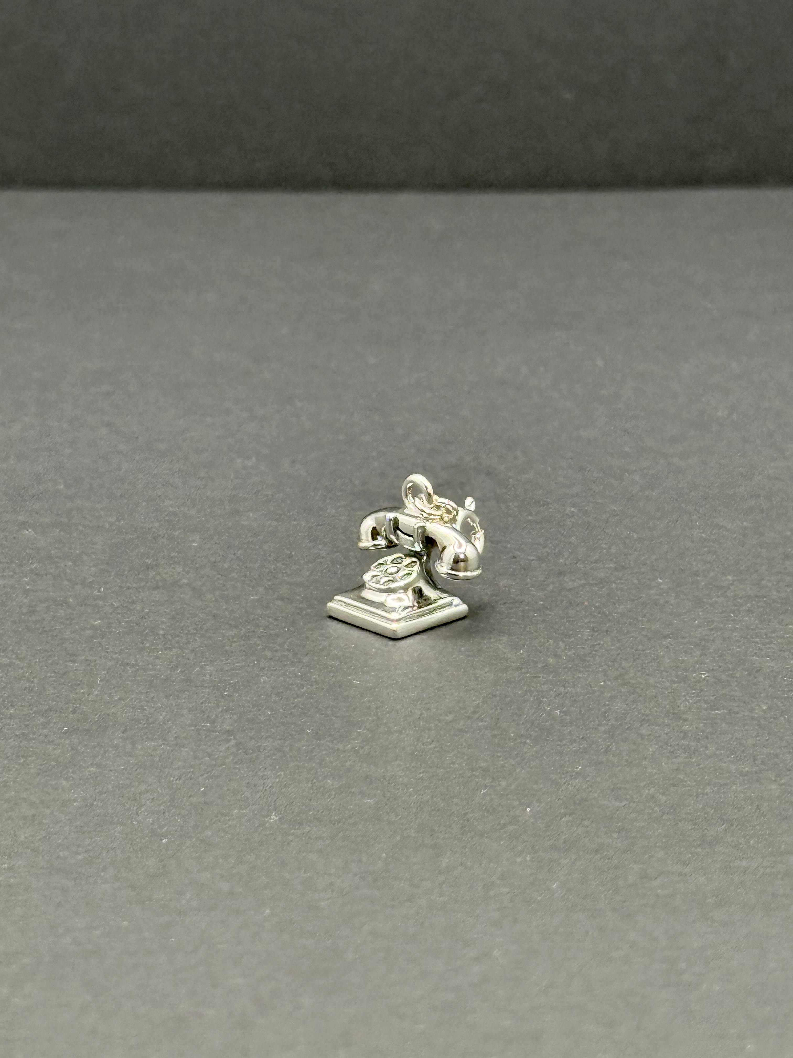 Vintage Telephone Silver Charm
