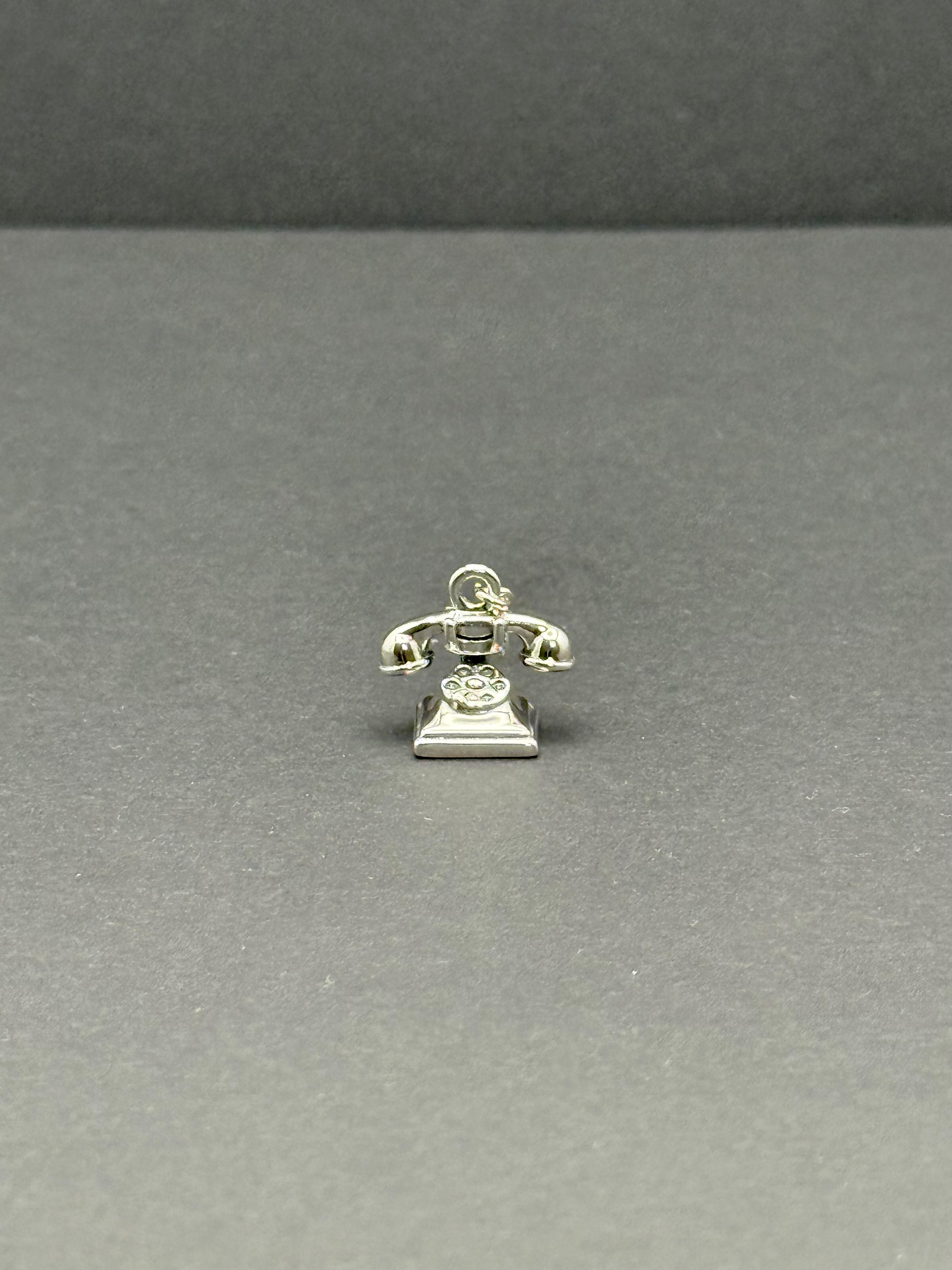 Vintage Telephone Silver Charm