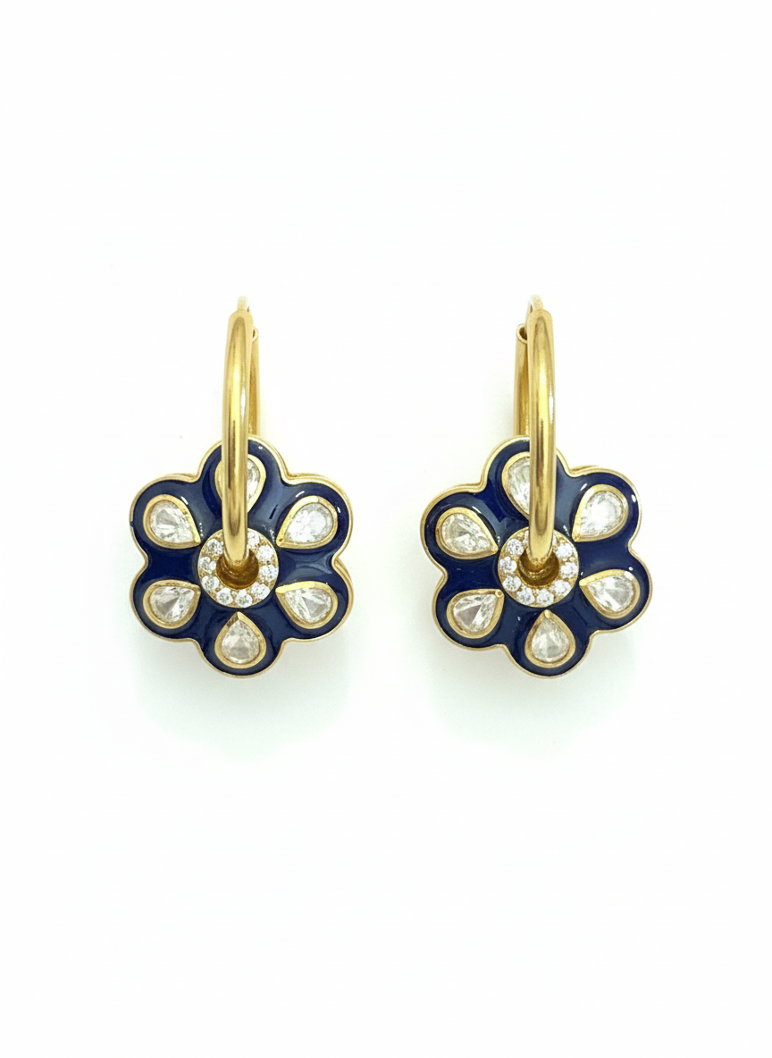 Sapphire Bloom Hoops