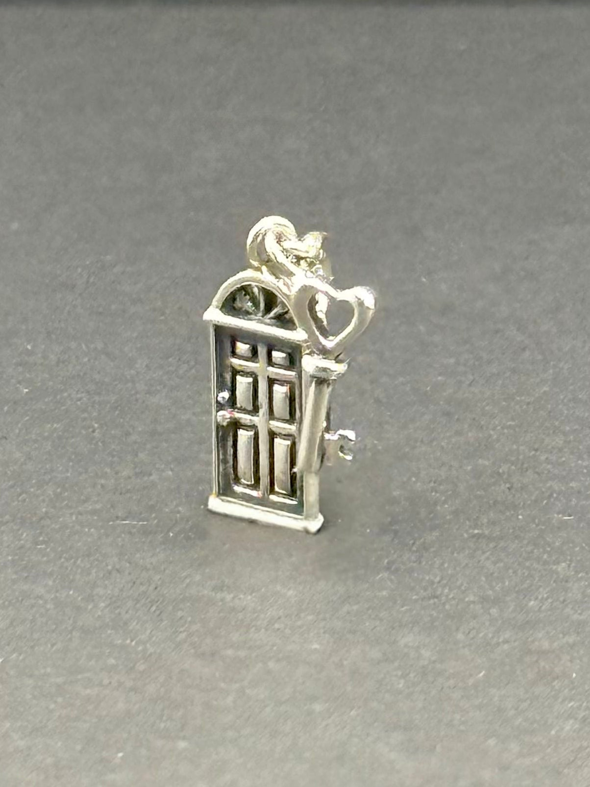 Door & Heart Key Silver Charm