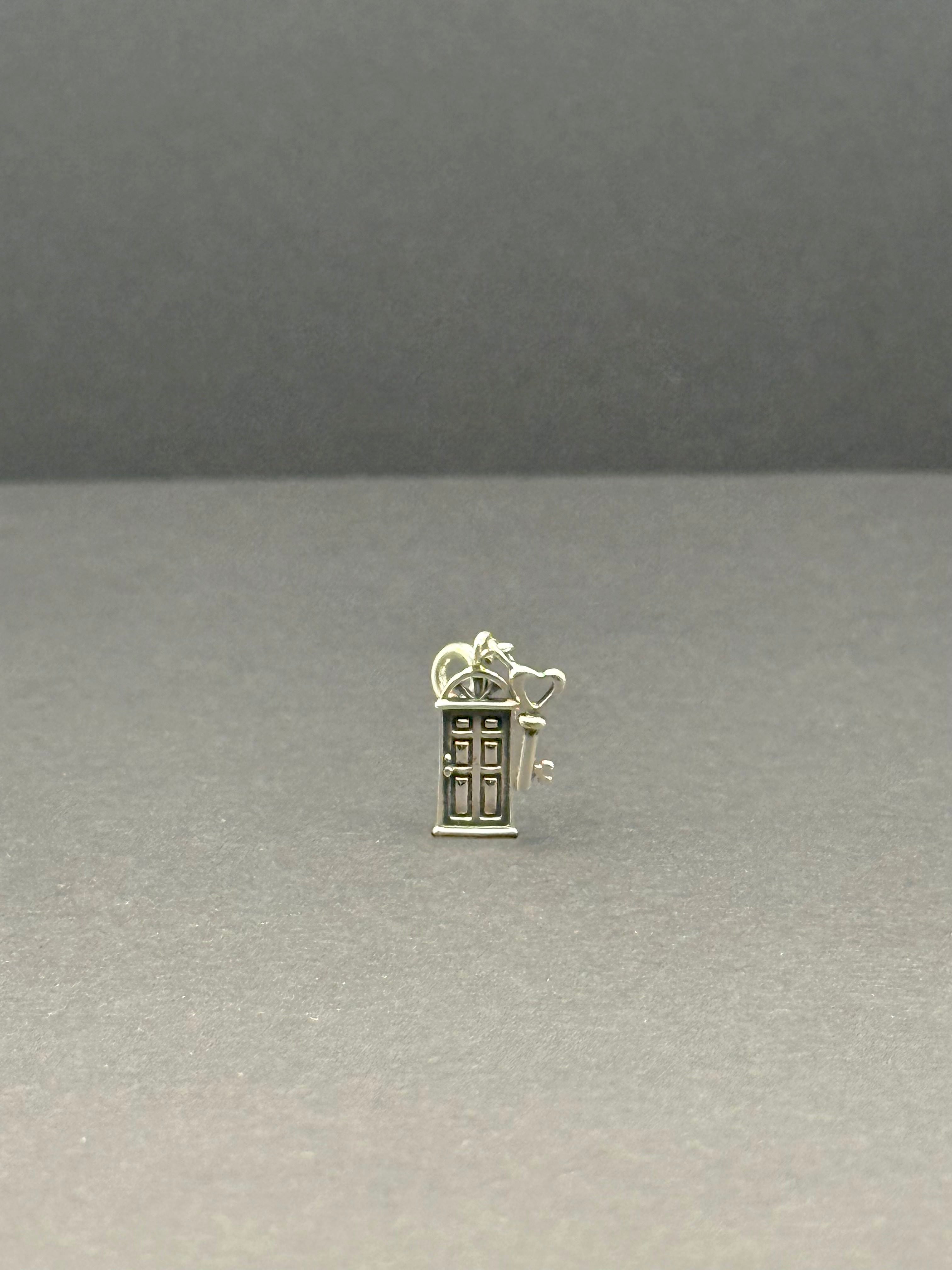 Door & Heart Key Silver Charm
