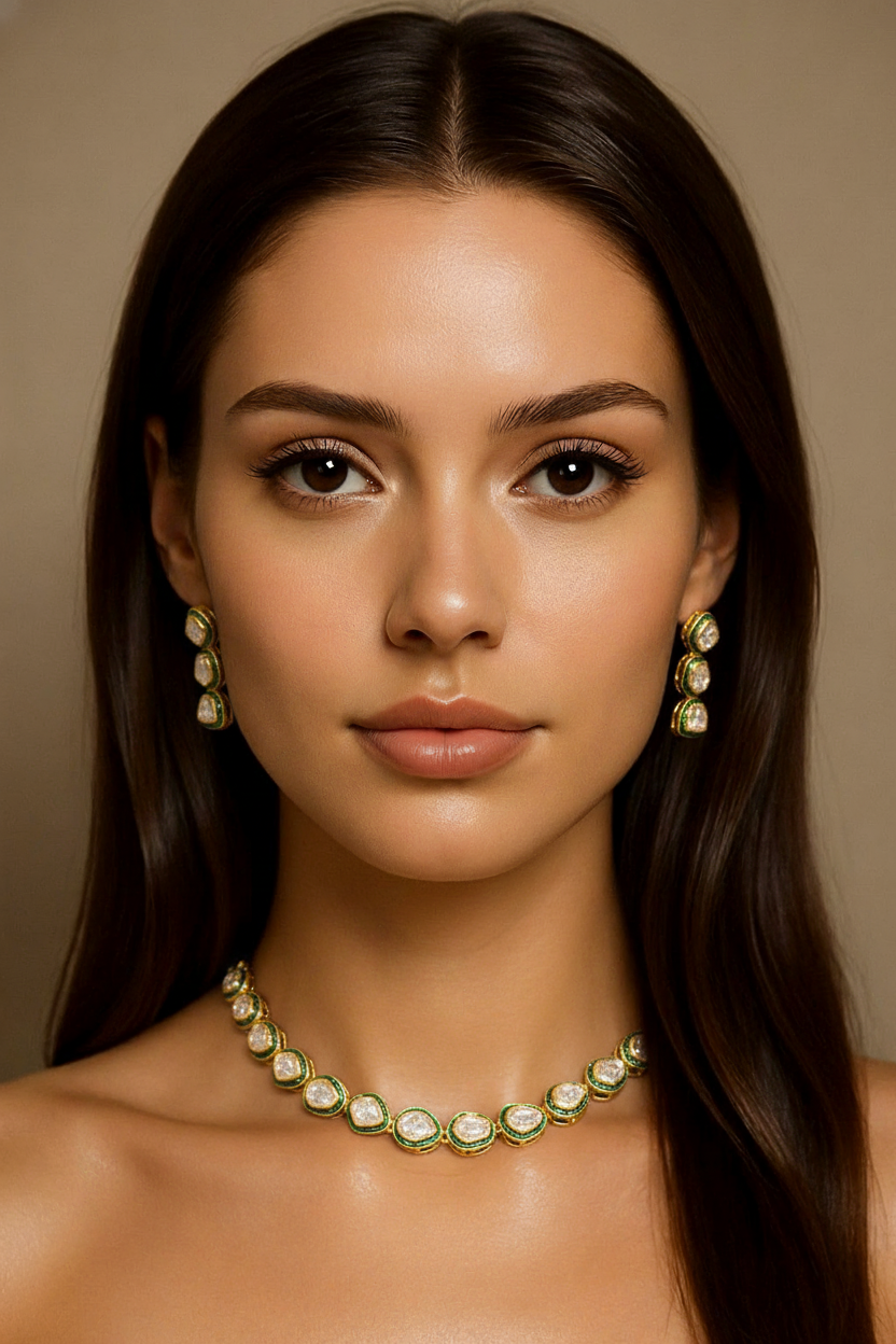 Emerald Edge Kundan Set