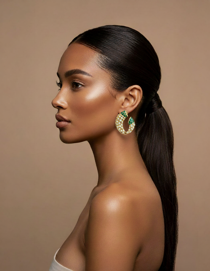 Emerald Serpent Hoops