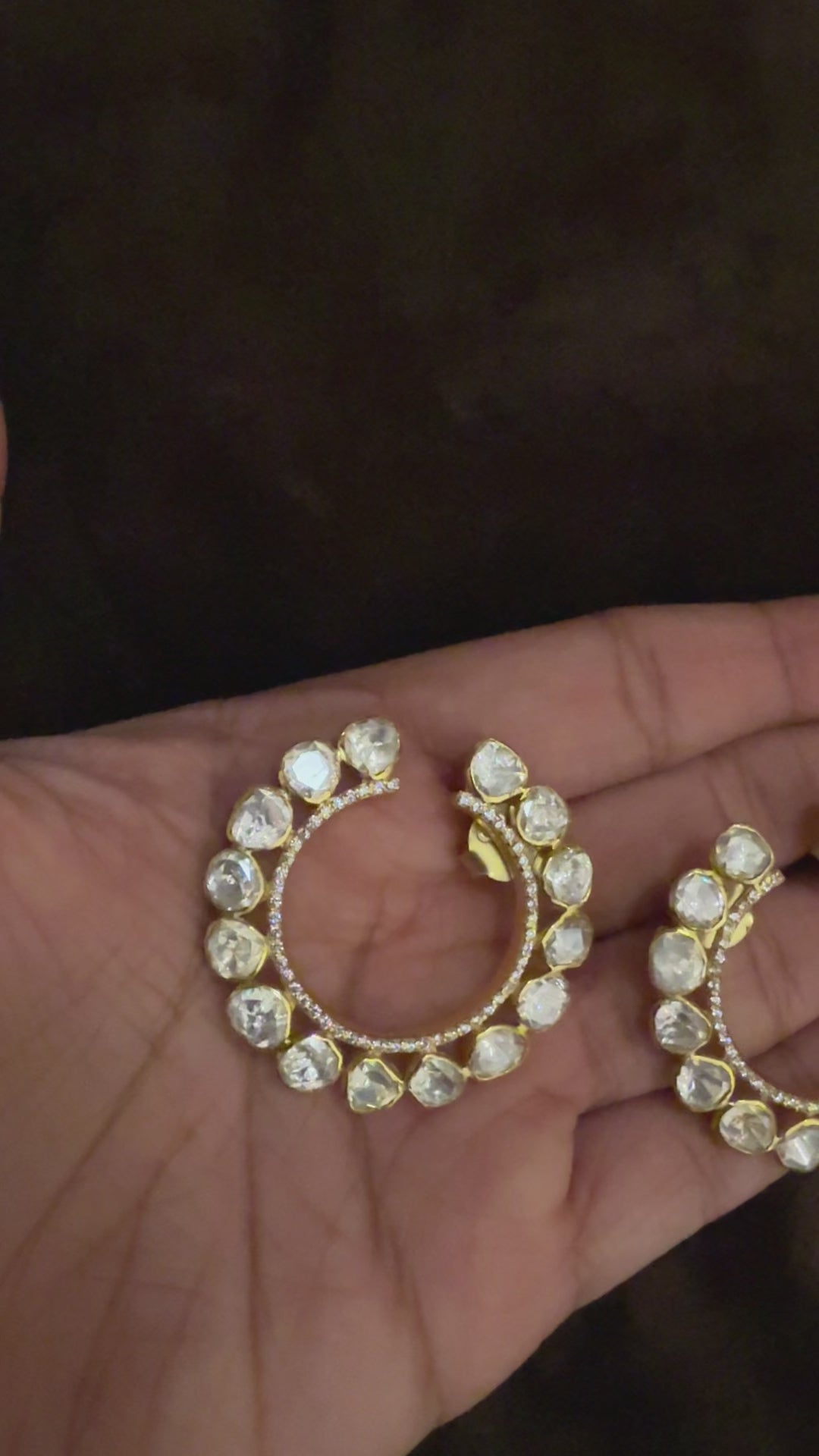 Crescent Kundan Hoops