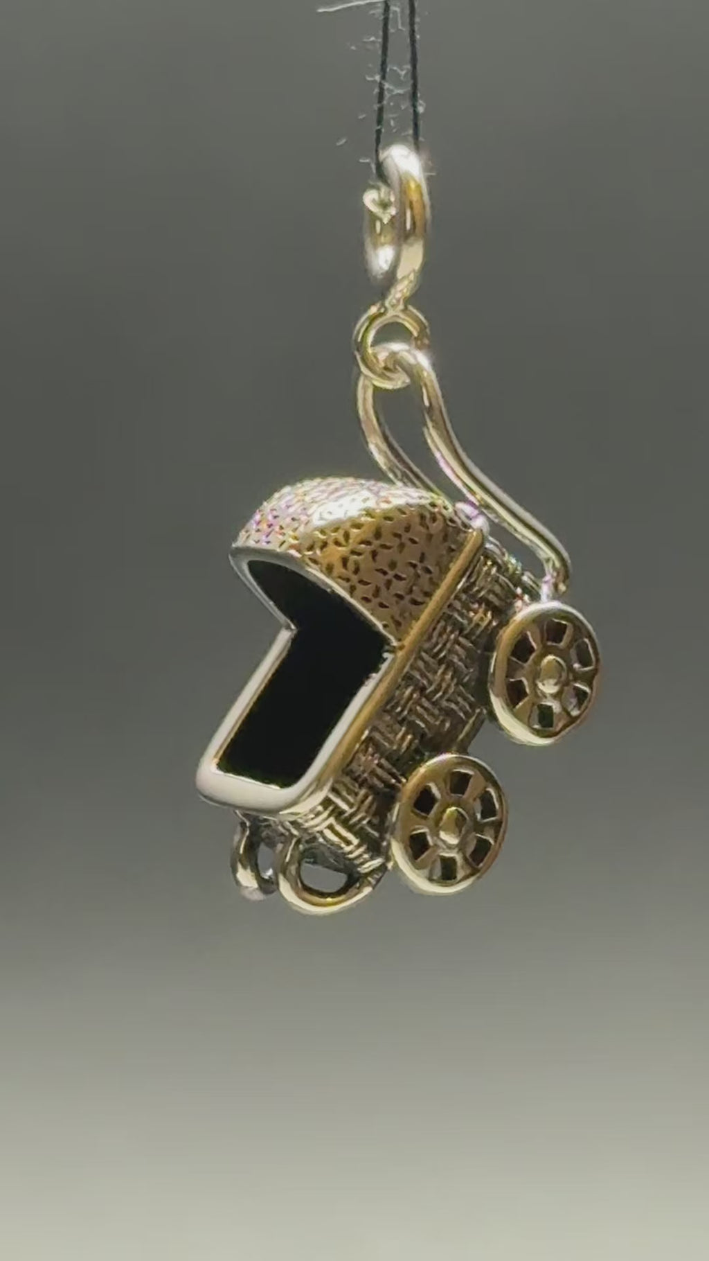 Baby Stroller Silver Charm