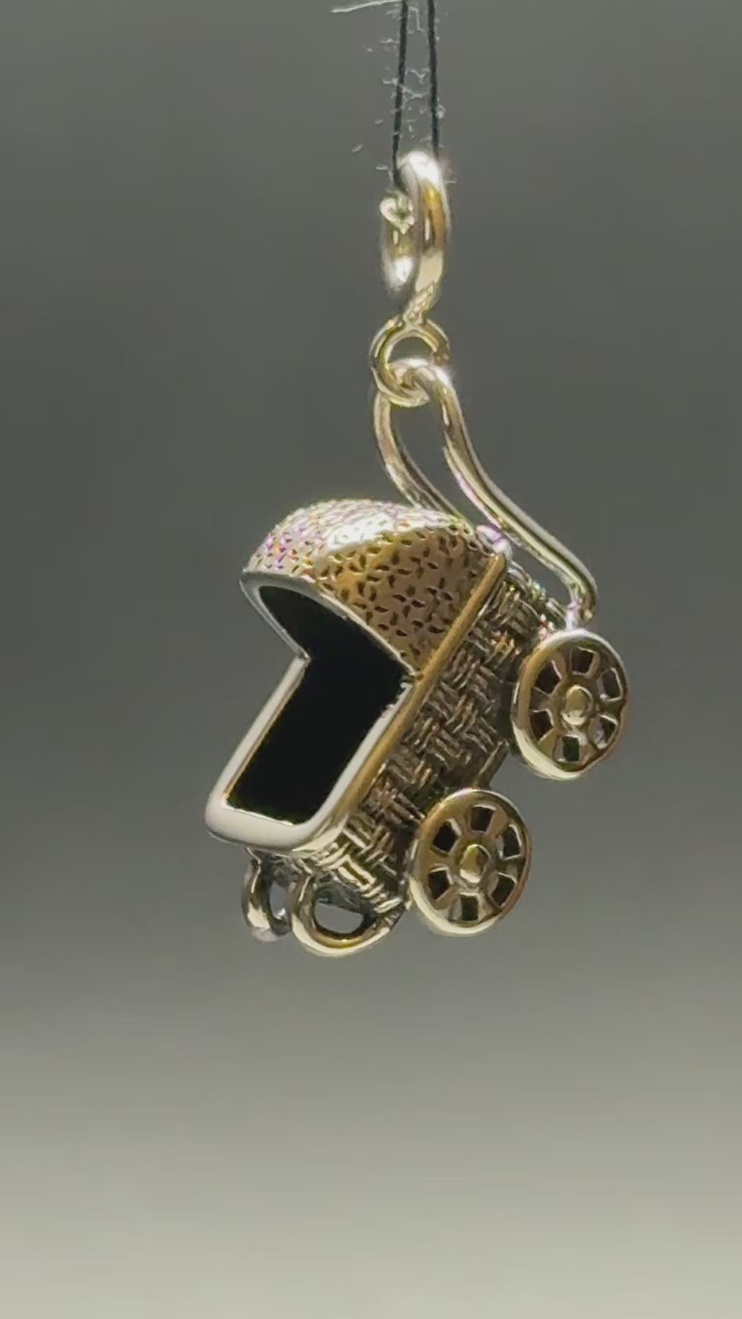 Baby Stroller Silver Charm