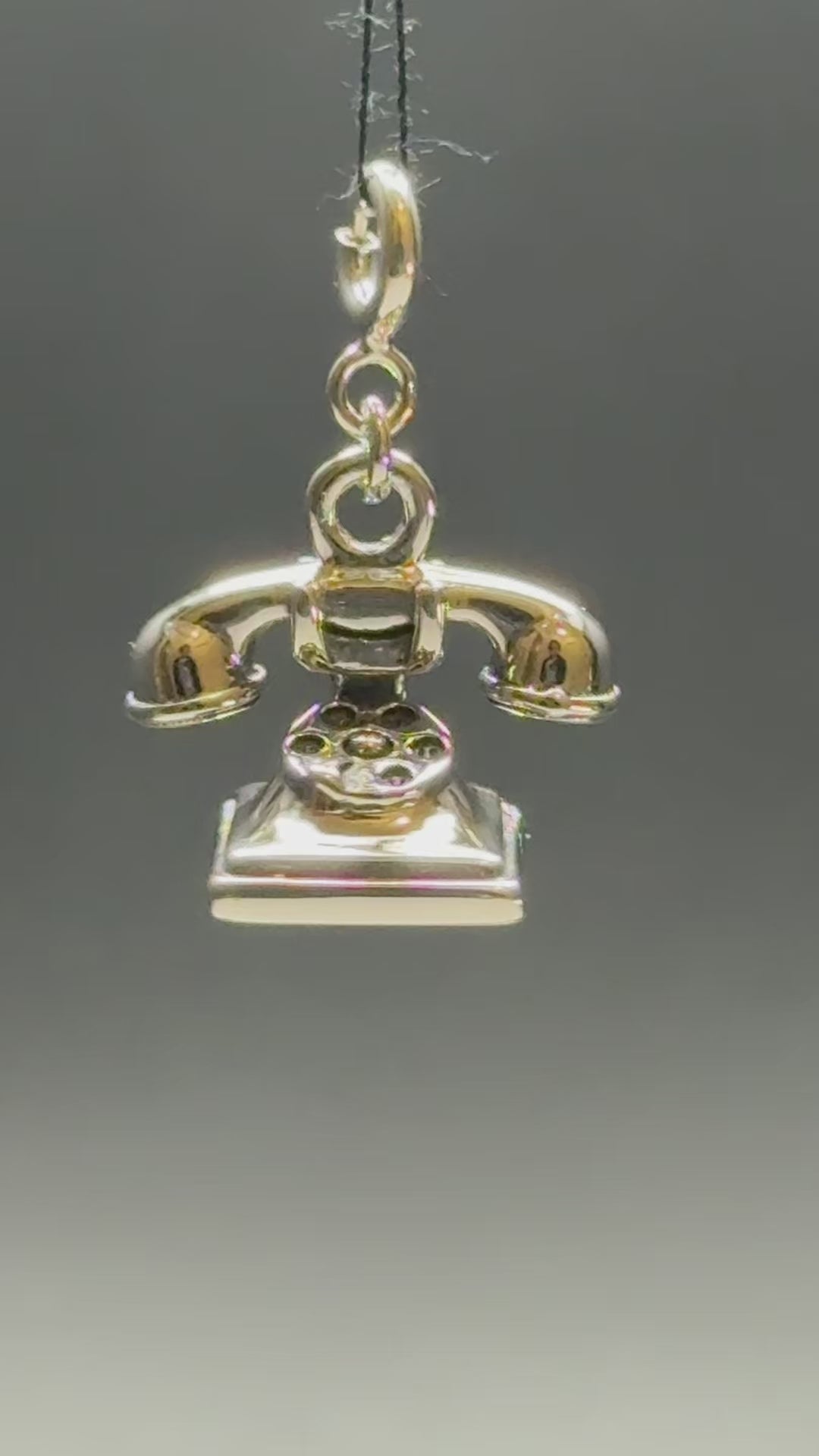 Vintage Telephone Silver Charm