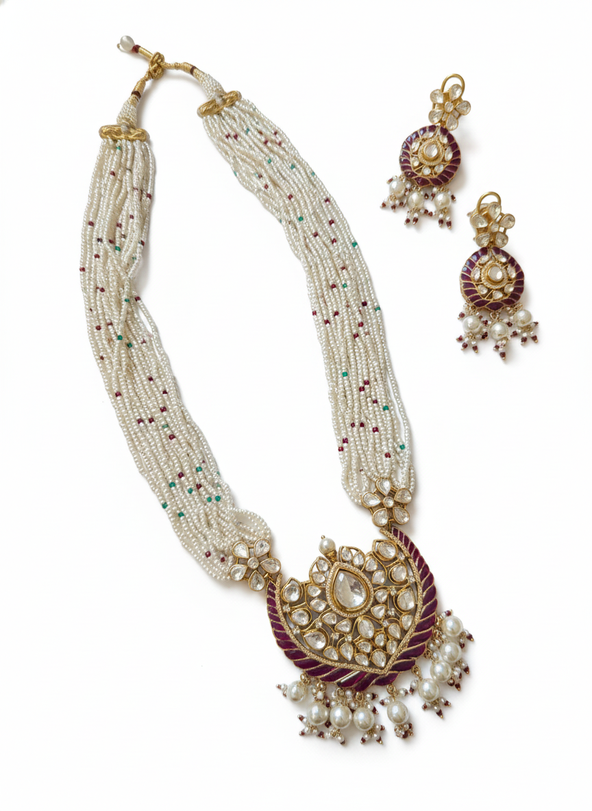 Royal Heart Pearl Necklace Set