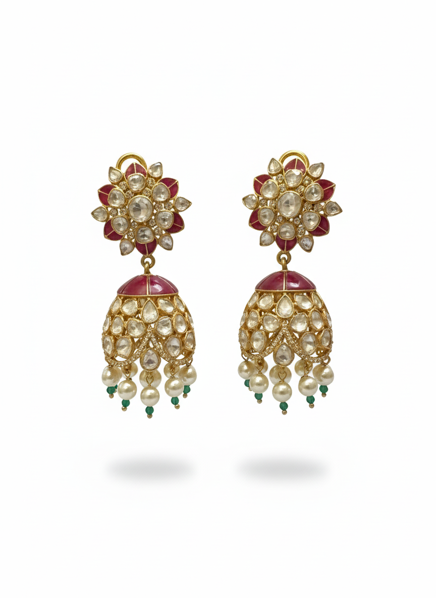 Royal Polki Pearl Necklace Set